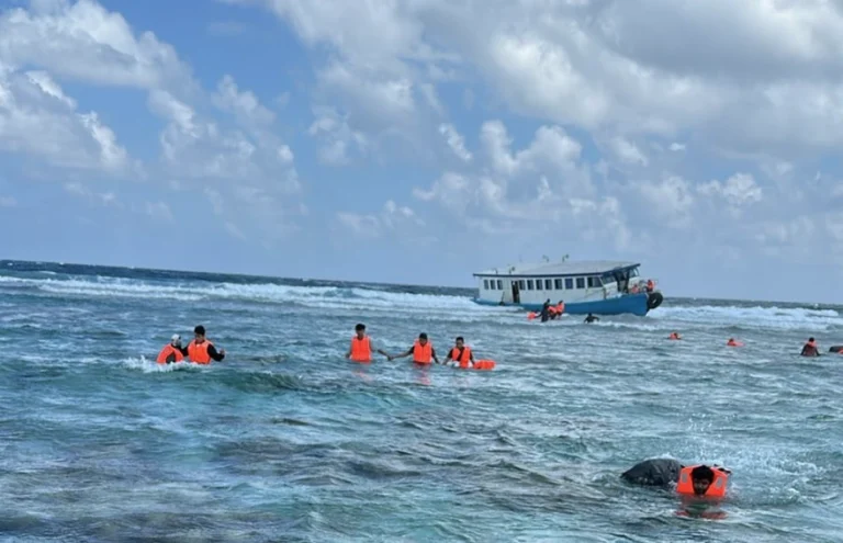 ގިނަ އަދަދެއްގެ މީހުންނާއެކު ފެރީއެއް ފަރަށް އަރައިފި
