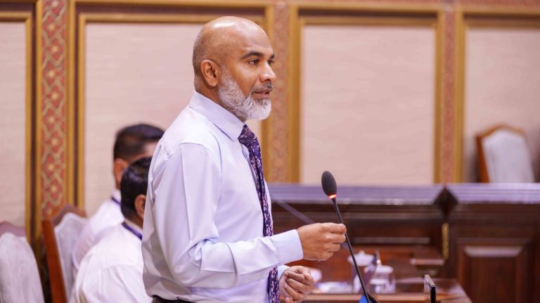 އެޑިޔުކޭޝަން މިނިސްޓަރު ޑރ. އިސްމާއިލް ޝަފީއު ވާހަކަ ދައްކަވަނީ-- ފޮޓޯ: މަޖިލިސް